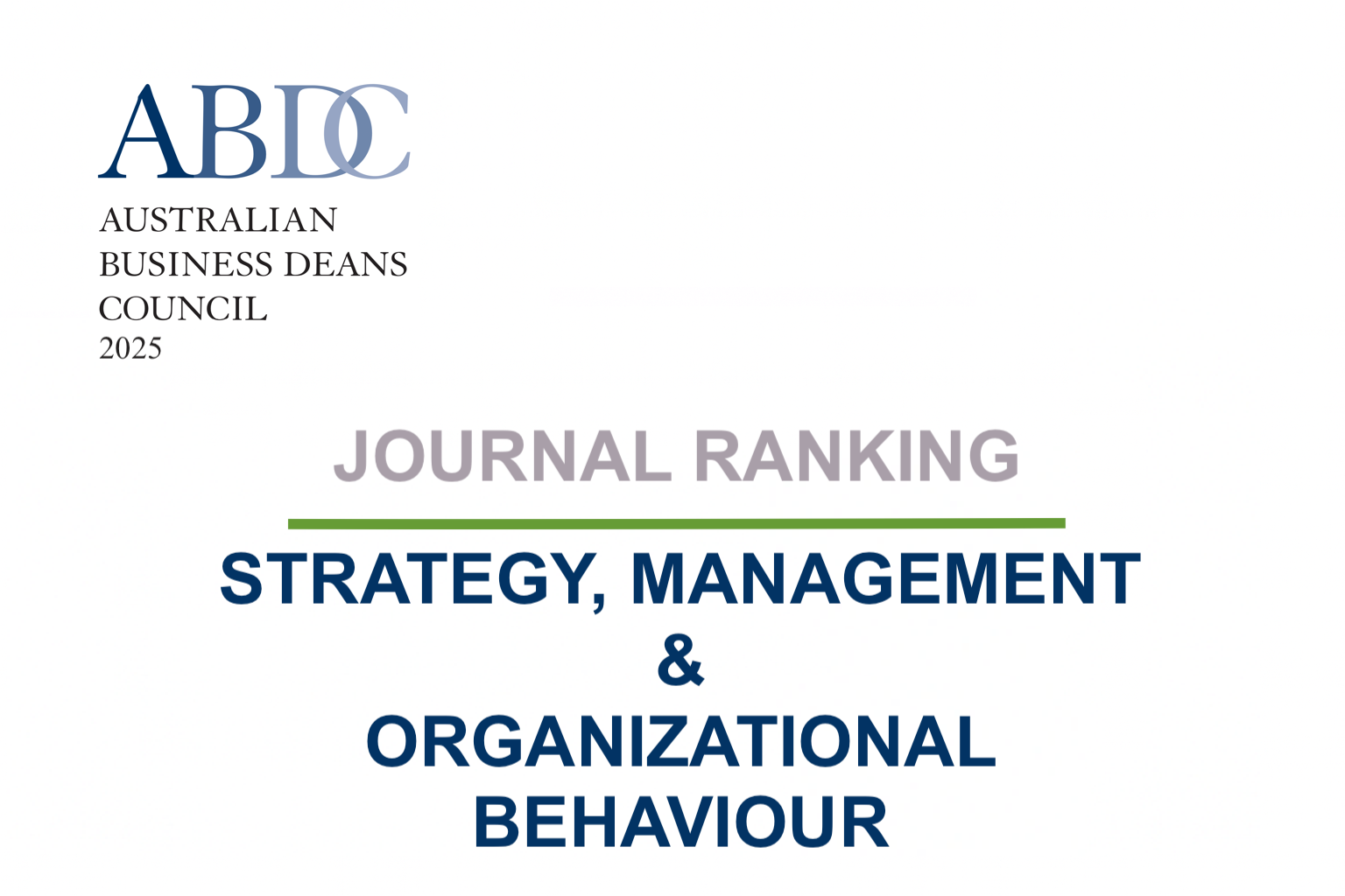 ABDC 2025 Business Journal List: Strategy, Management & Organizational Behaviour