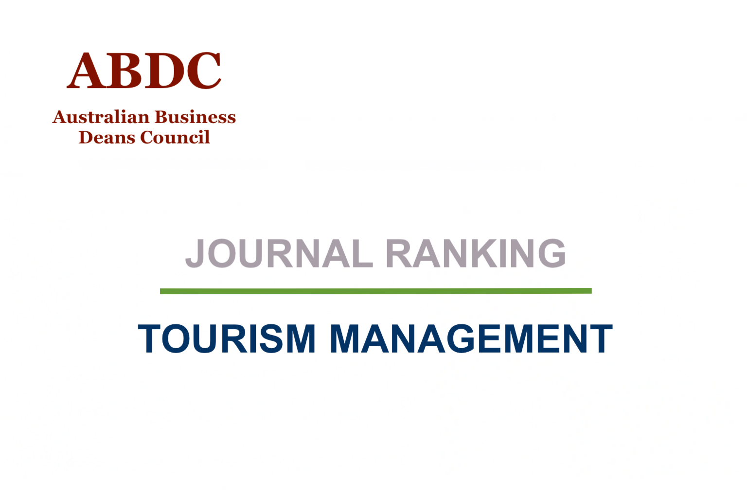 ABDC 2025 Business Journal List: Tourism Management